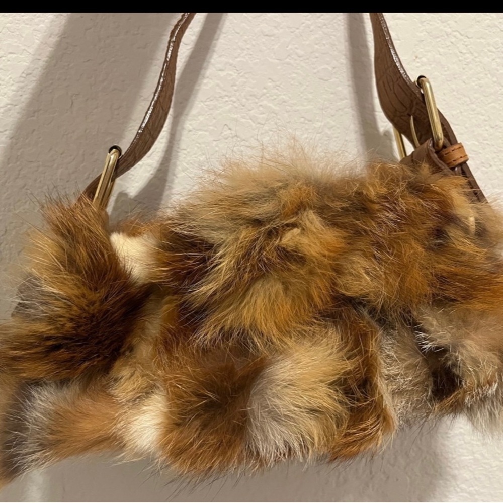 Terrida Luxury Italian Leather and Fox Fur clutch Bag